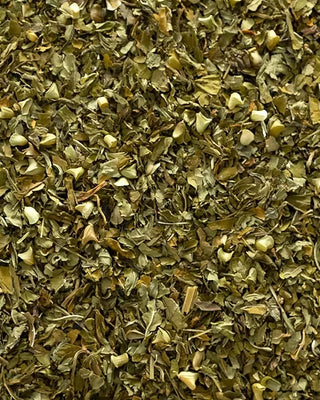 Close-up of dried skullcap herbs